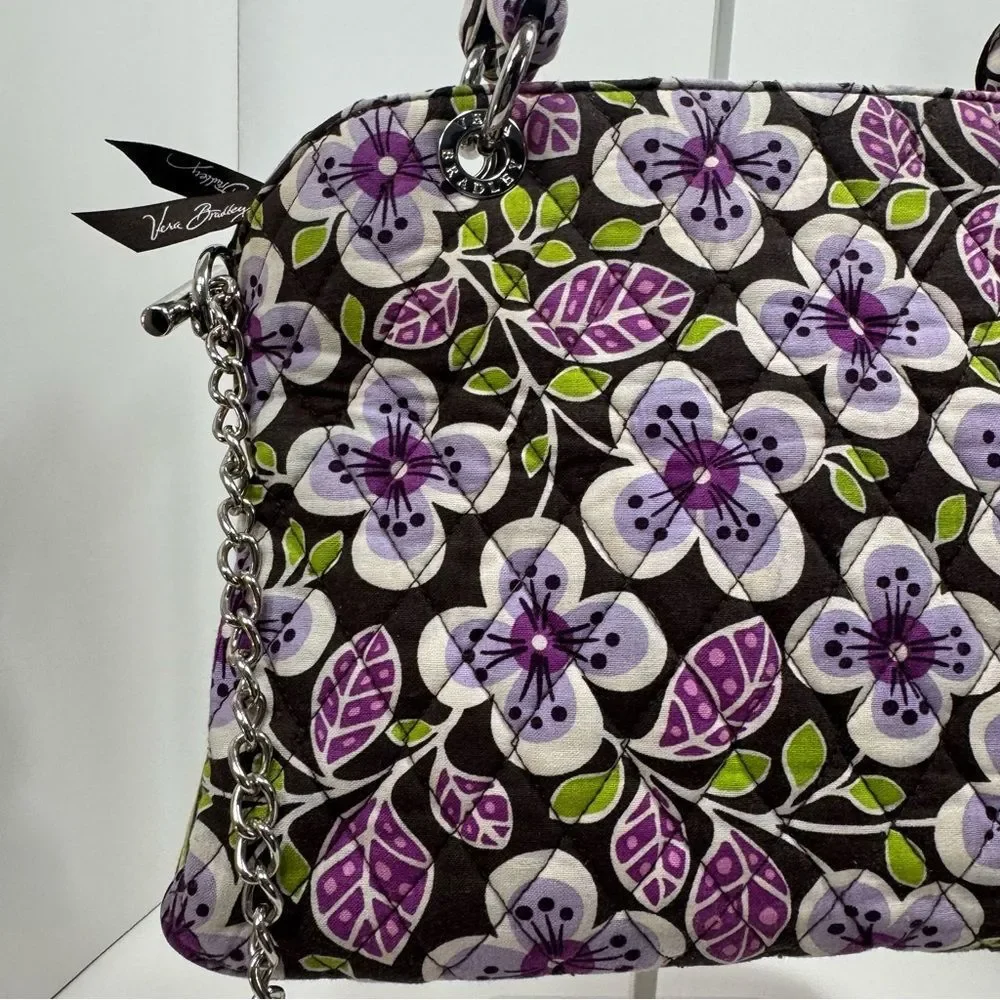 Vera Bradley Womens Vibrant Purple Plum Floral Multi Strap Shoulder Zip Bag